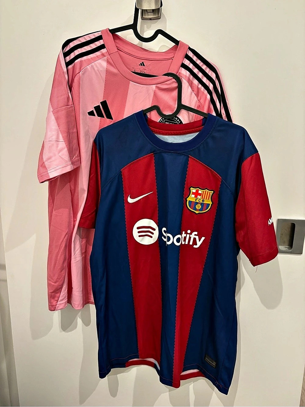 PRICE FOR BOTH Adidas Inter Miami, barcelona CF 2024/2025 Home Jersey Pink